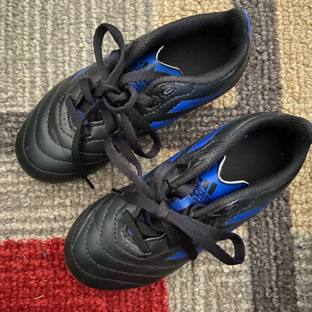 Adidas Kids Black and Blue Soccer Shoes